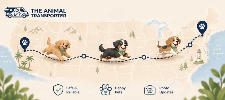 Pet transport journey from pickup to safe delivery